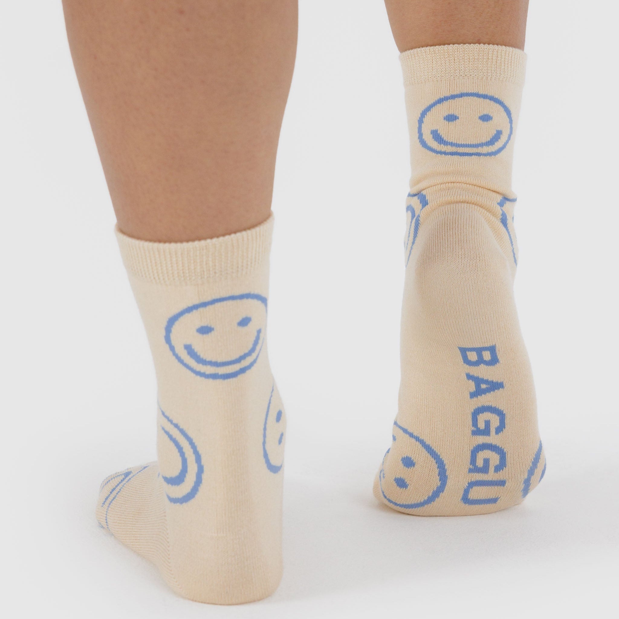 Crew Socks (Ecru Periwinkle Happy)