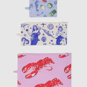 BAGGU Flat Pouch Set (Sea creatures)