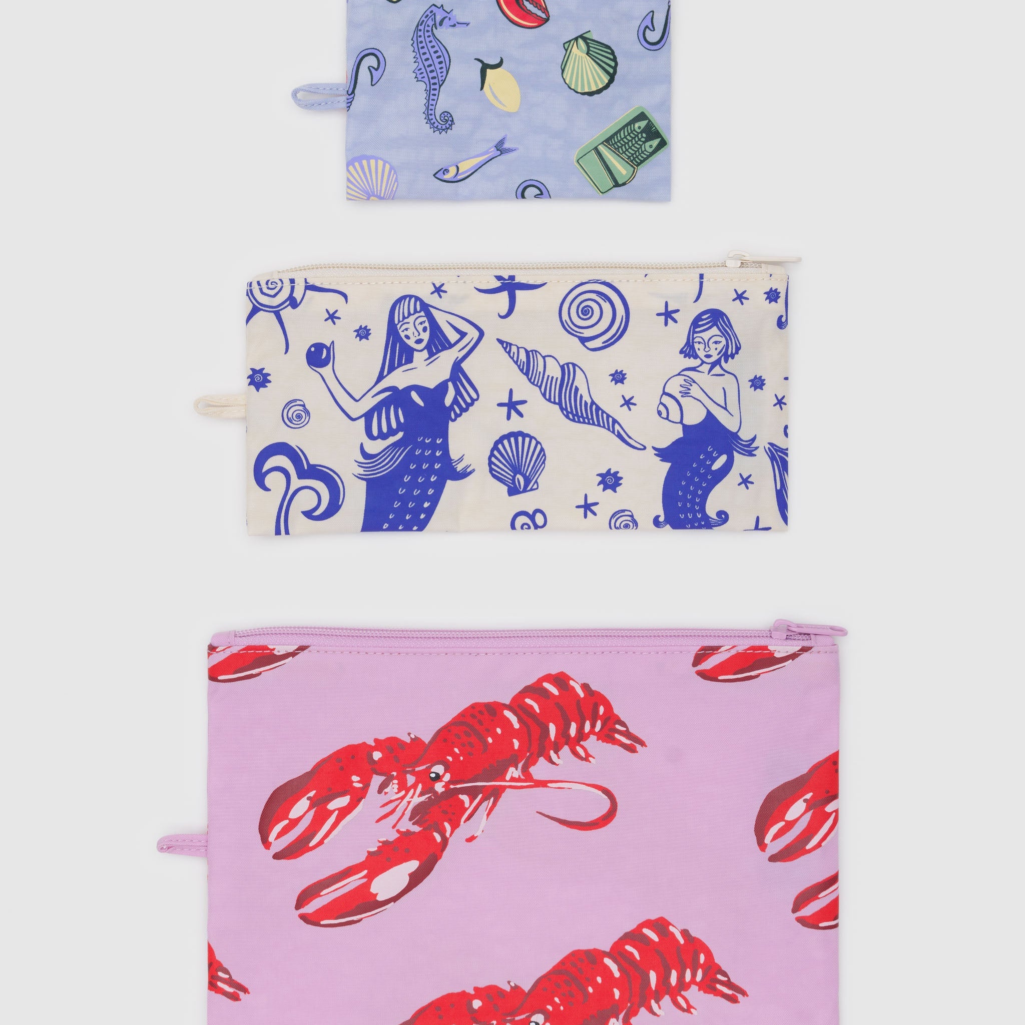 BAGGU Flat Pouch Set (Sea creatures)