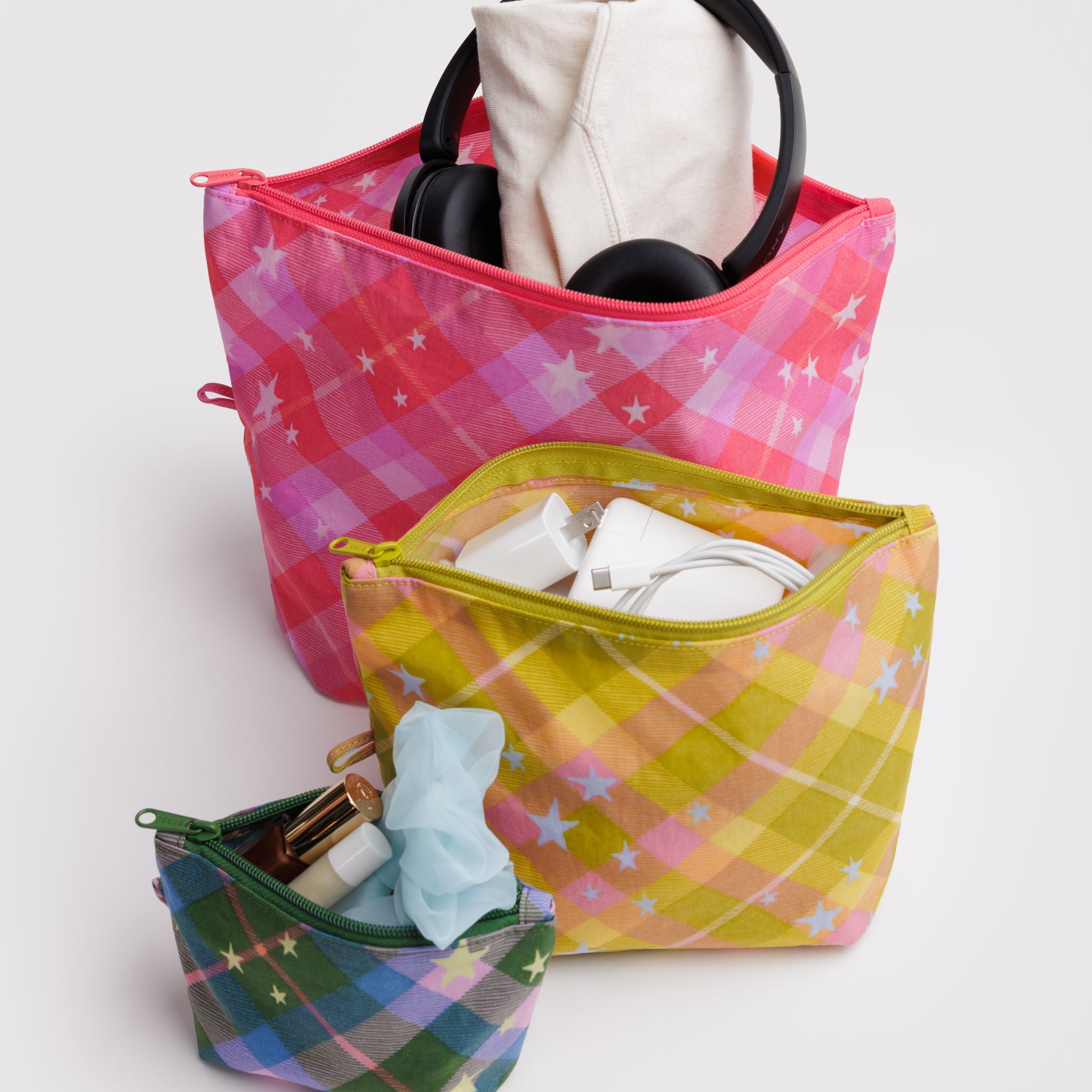 BAGGU Go Pouch Set (Star Plaid)