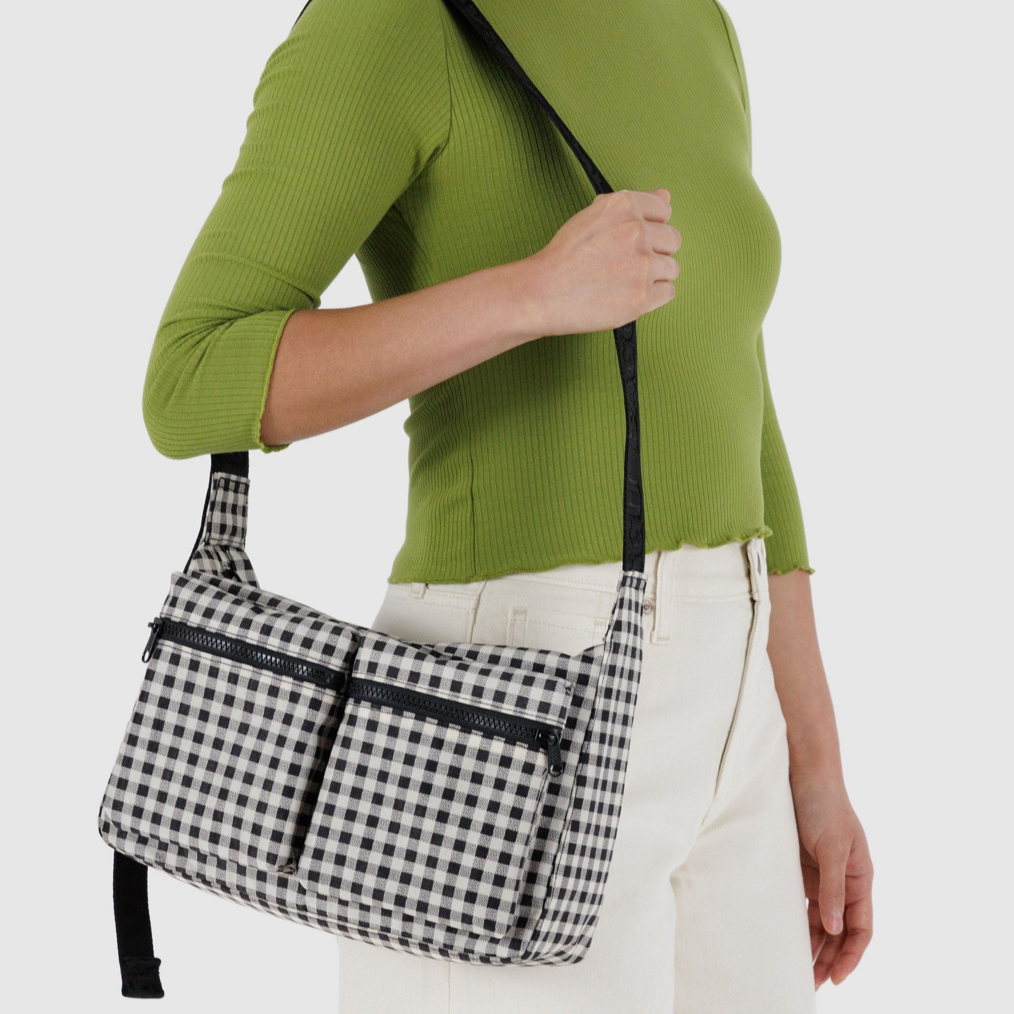 BAGGU Medium Cargo Crossbody - Black & White Gingham