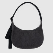 BAGGU Medium Denim Crescent Bag (Washed Black Denim)