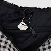 BAGGU Medium Crescent Nylon Bag (Black & White Gingham)