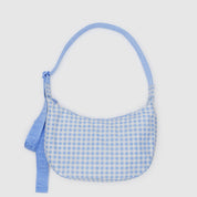 BAGGU Medium Crescent Bag (Light Blue Gingham)