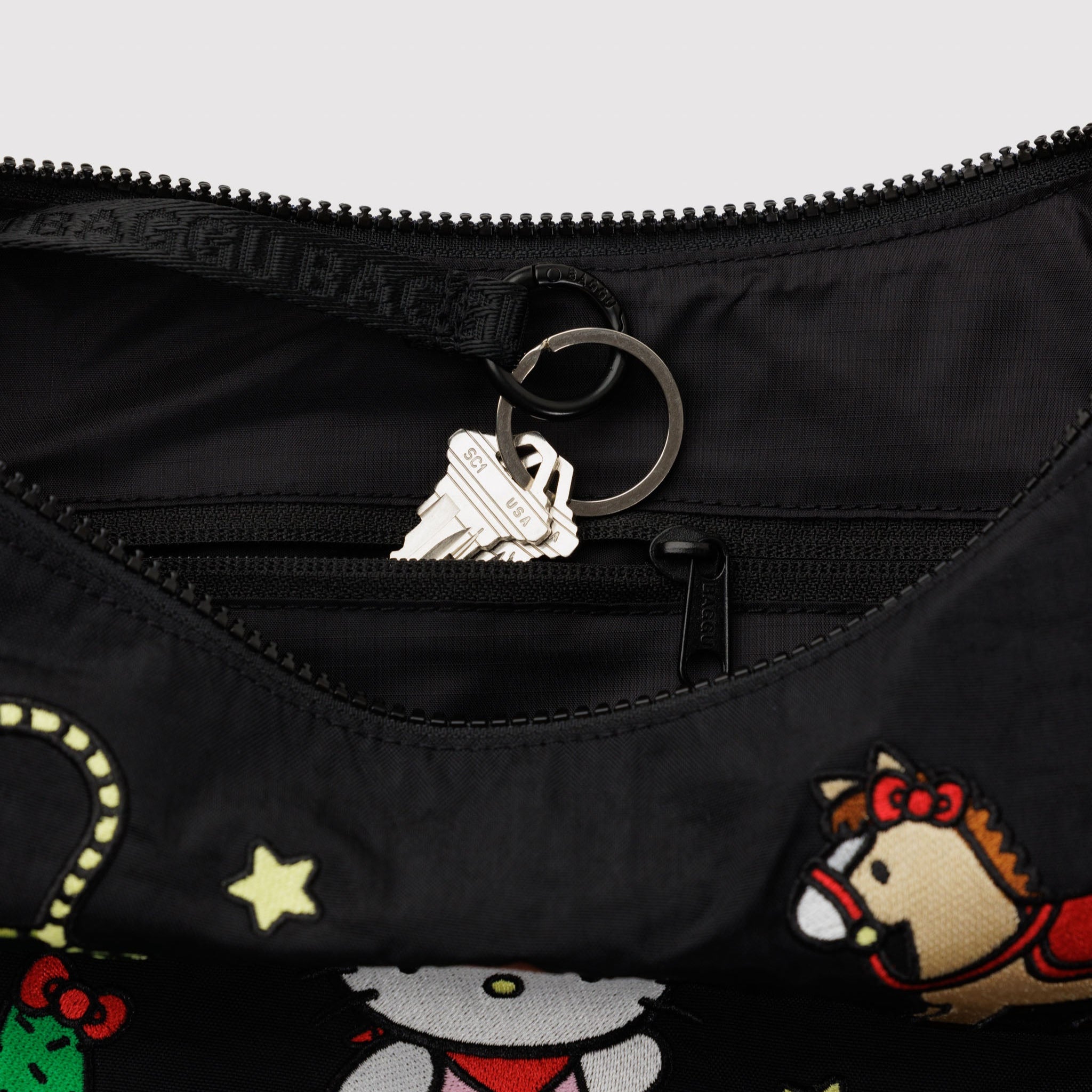 BAGGU Medium Crescent Bag (Embroidered Hello Kitty Western)