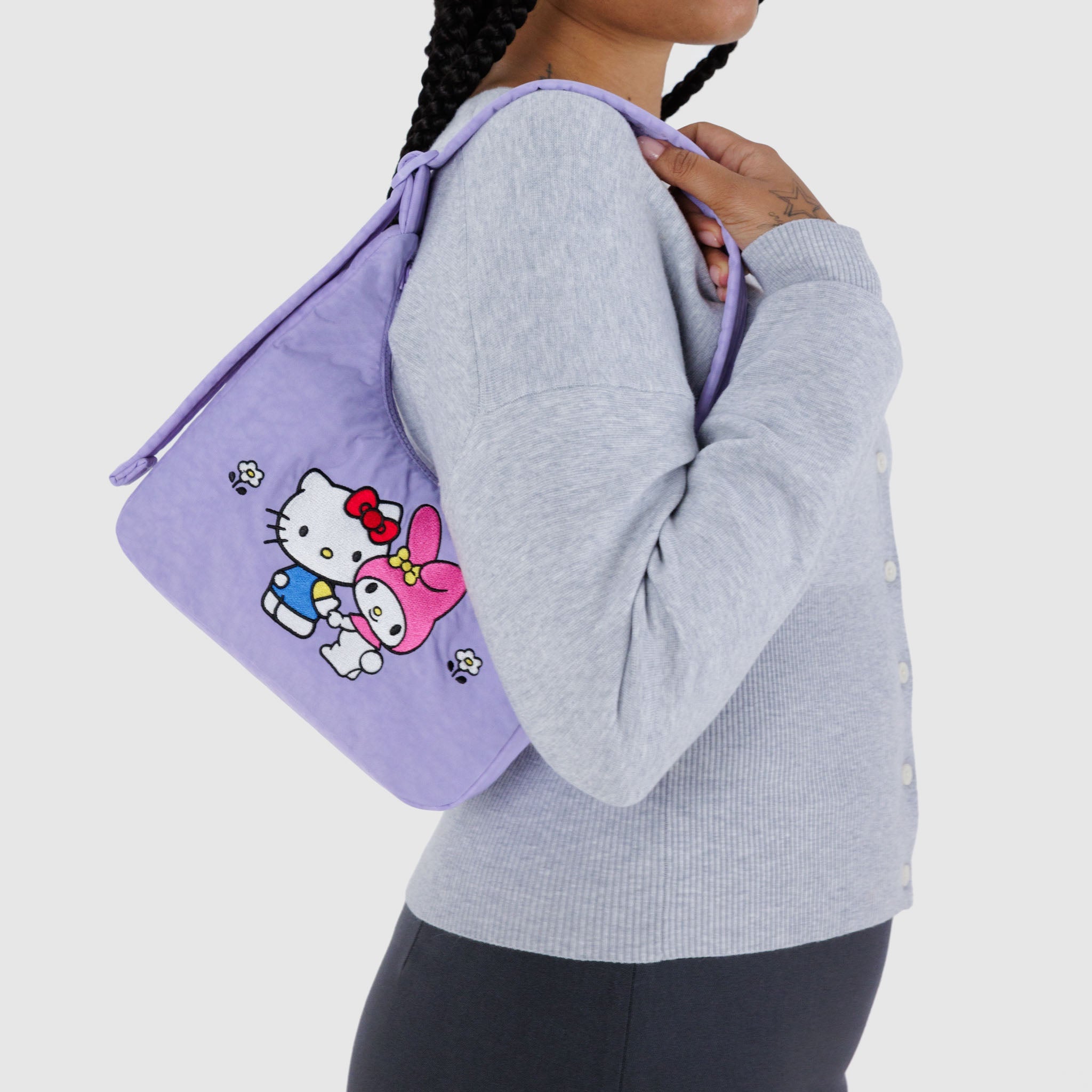 BAGGU Mini Nylon Shoulder Bag (Embroidered Hello Kitty & My Melody)