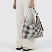 BAGGU Nylon Shoulder Bag (Black & White Gingham)