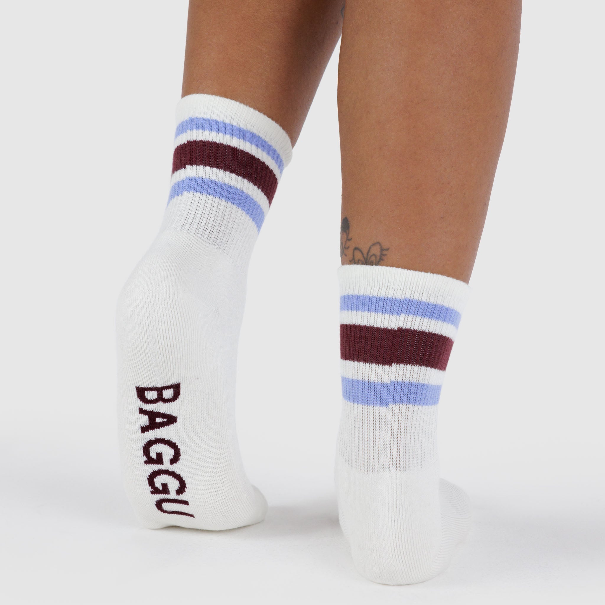 BAGGU Ribbed Socks (Ivory Stripe)