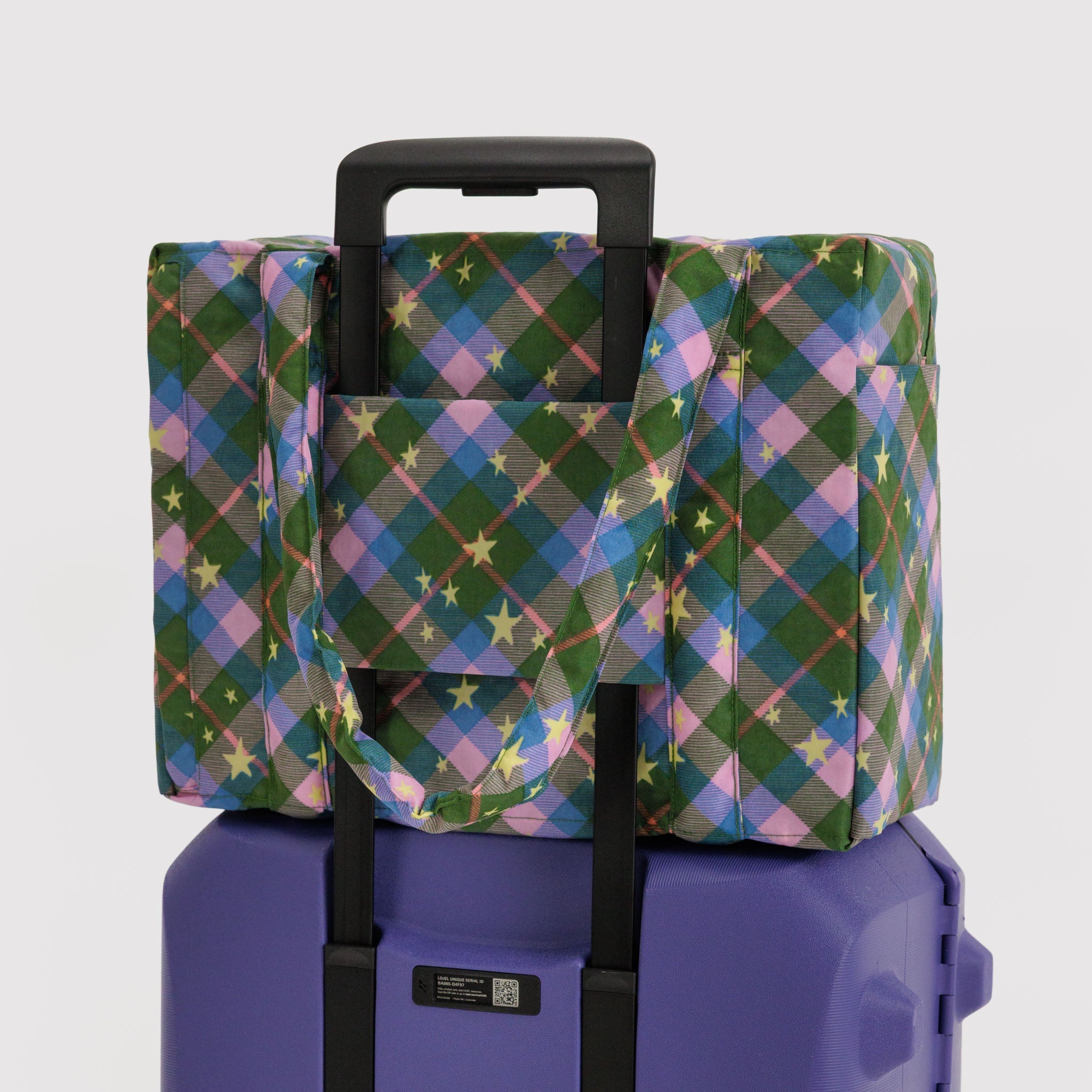 BAGGU Small Cloud Carry-On (Green Star Plaid)