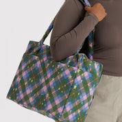 BAGGU Small Cloud Carry-On (Green Star Plaid)