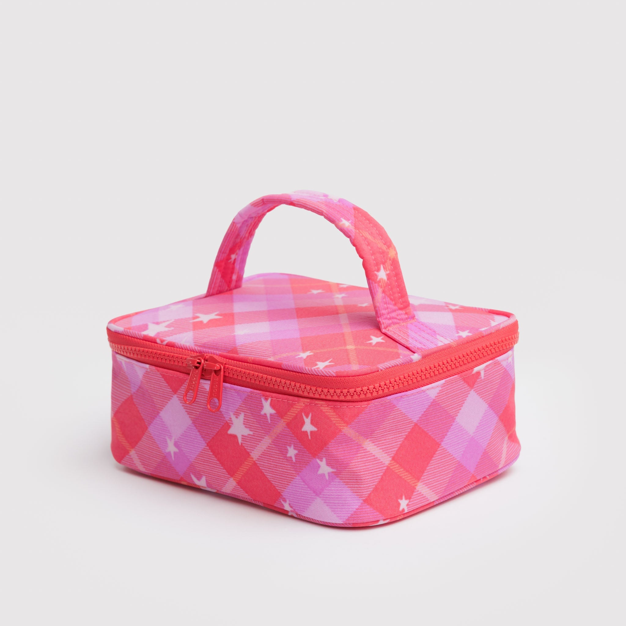 BAGGU Small Cosmetic Case (Pink Star Plaid)