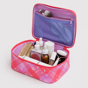 BAGGU Small Cosmetic Case (Pink Star Plaid)