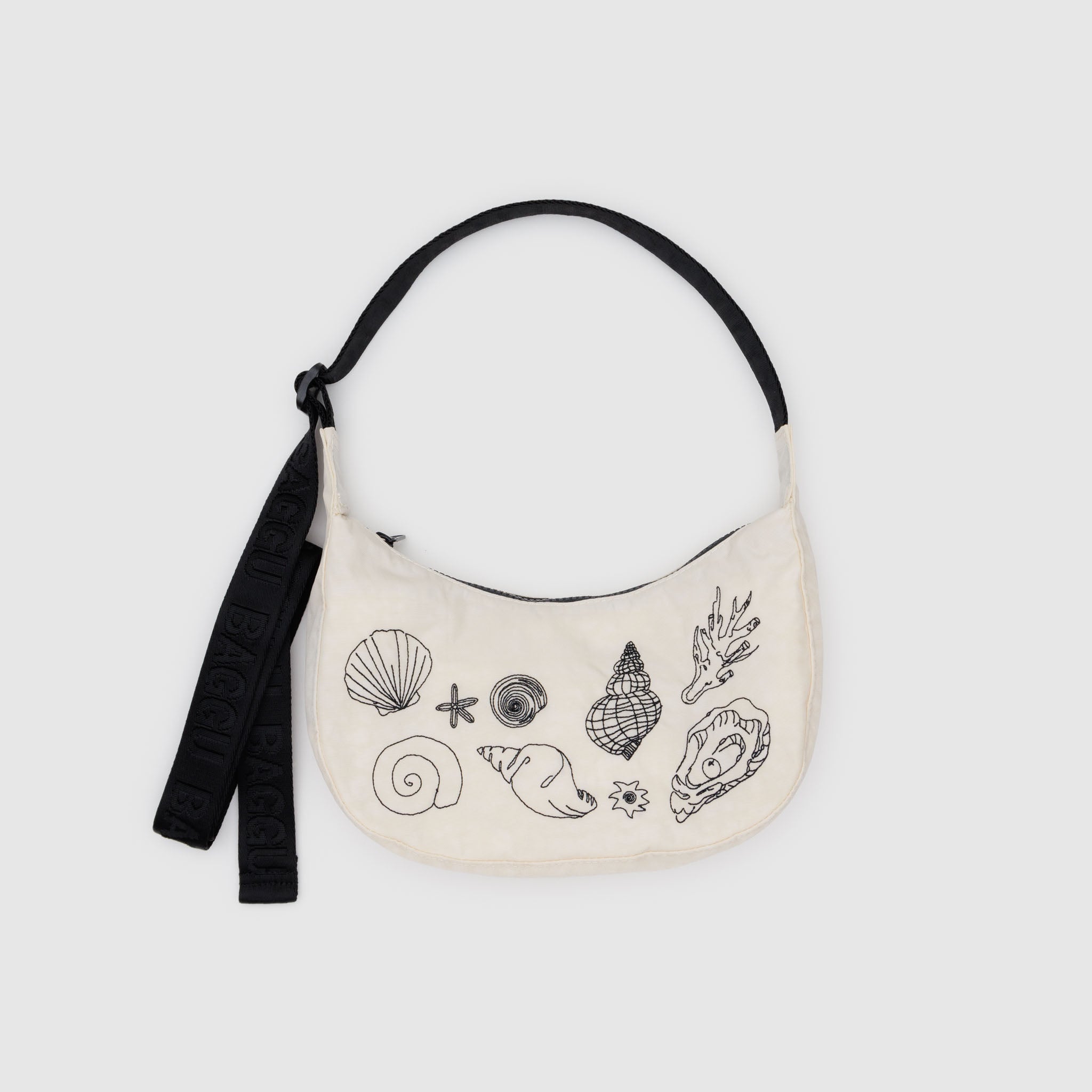 BAGGU Small Crescent Nylon Bag (Embroidered Shells)