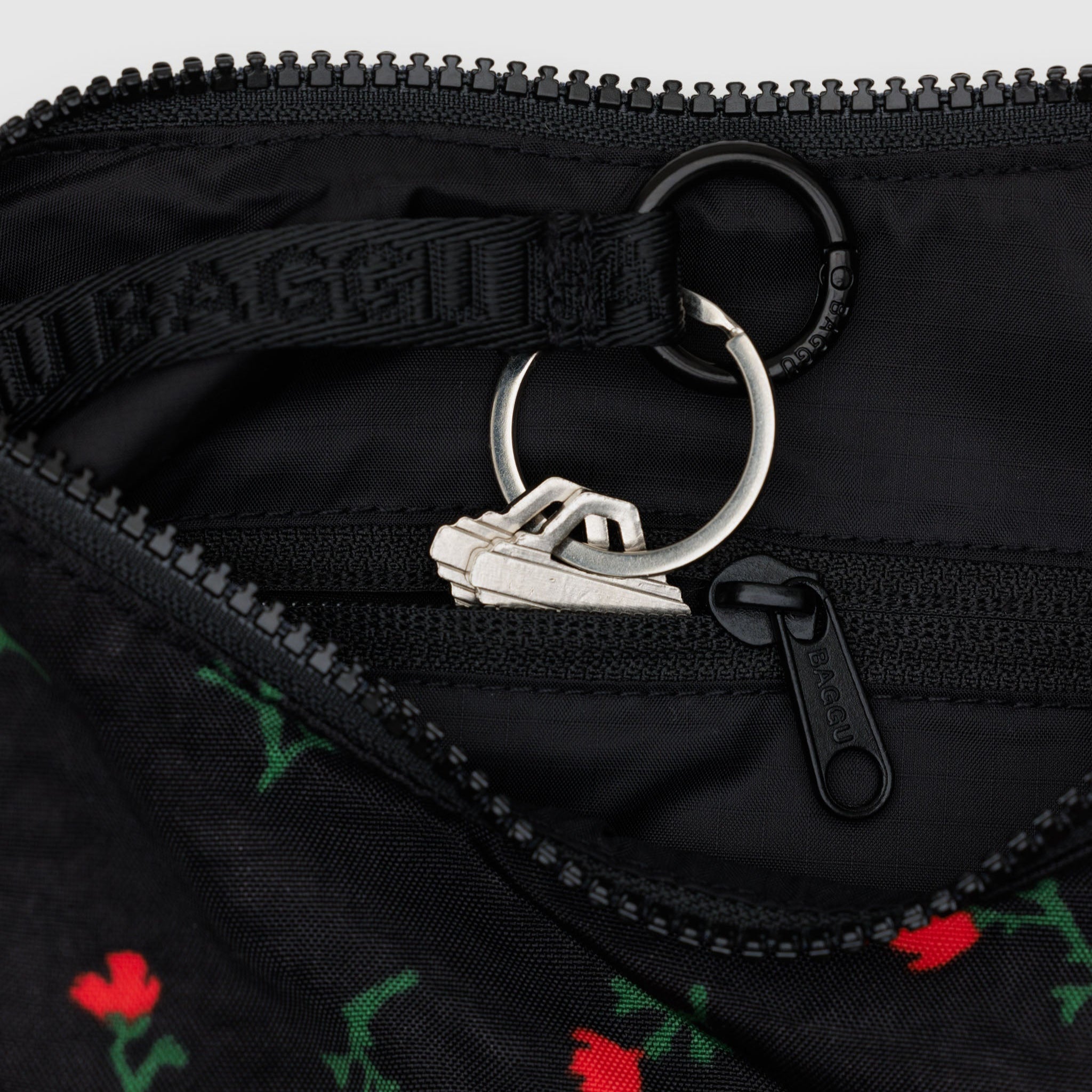 BAGGU Small Crescent Nylon Bag (Painted Wildflower)