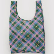 BAGGU Standard Reusable Bag (Green Star Plaid)