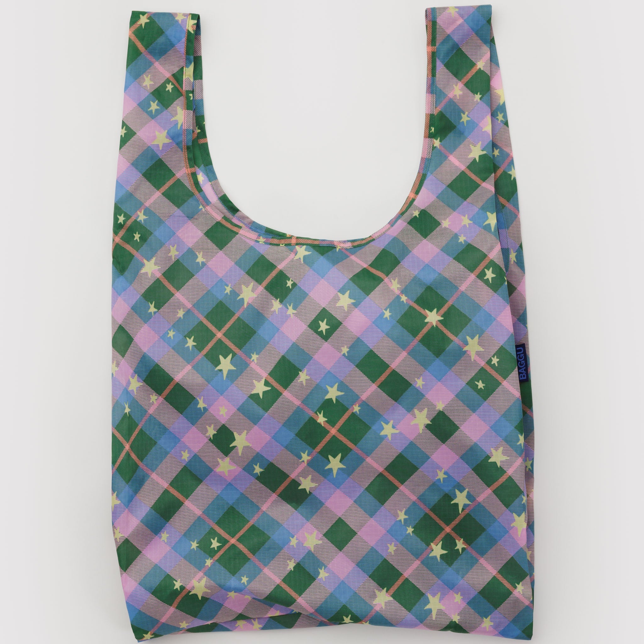 BAGGU Standard Reusable Bag (Green Star Plaid)