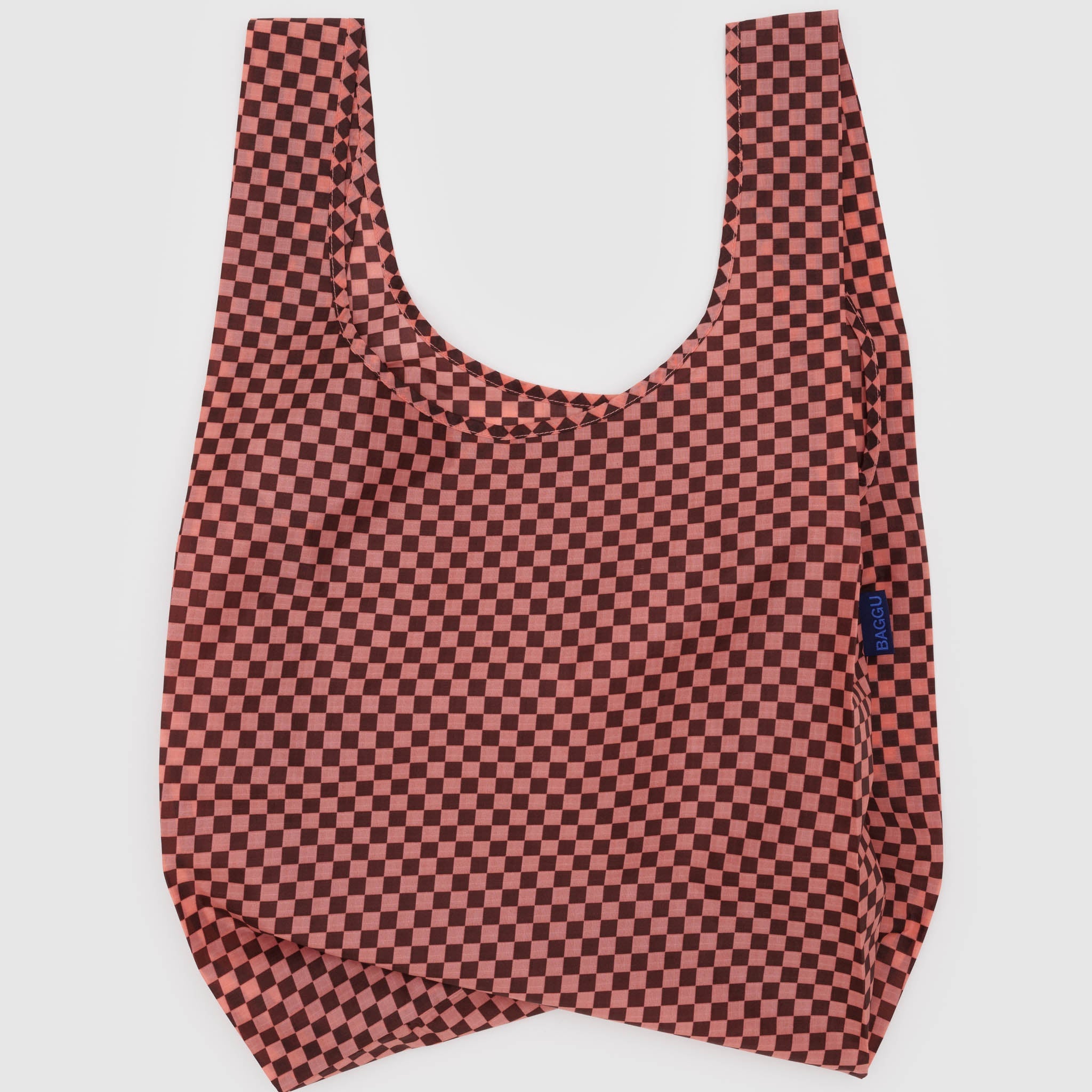 BAGGU Standard Reusable Bag (Pink Brown Check)