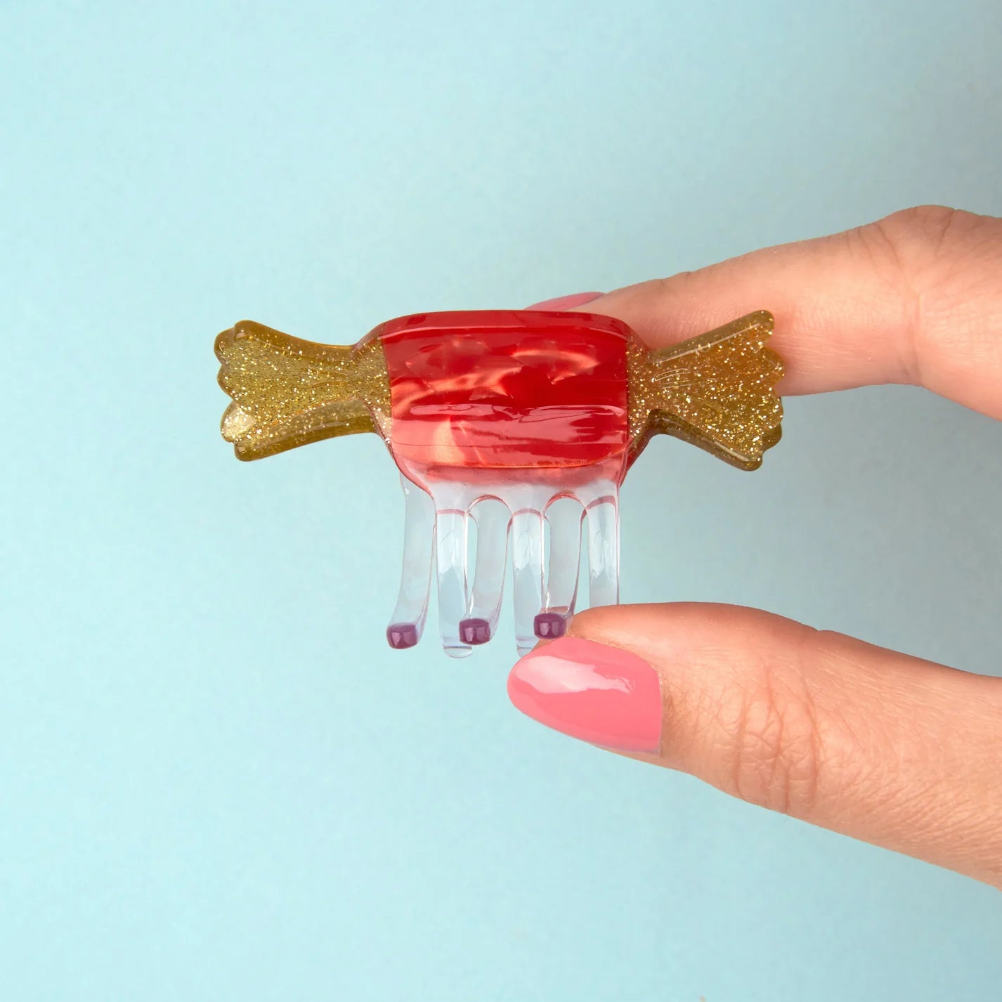 Coucou Suzette Mini Hair Claw (Red Christmas Candy)