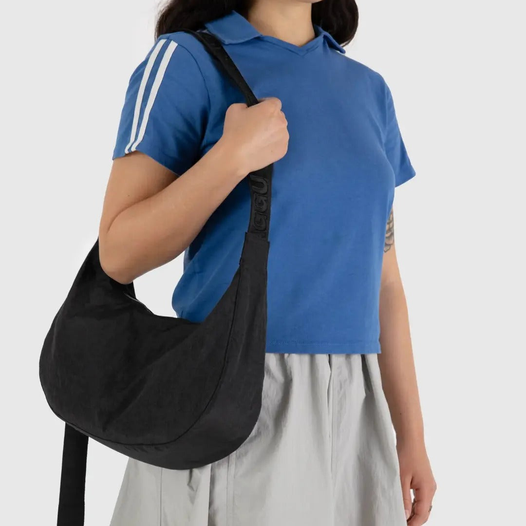 BAGGU Medium Crescent Bag - Black (47"with Key Leash)