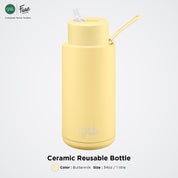 FrankGreen: Ceramic Bottles Buttermilk 34oz (Straw Lid)