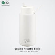 FrankGreen: Ceramic Bottles Cloud 34oz (Straw Lid)