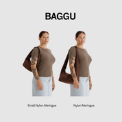 BAGGU Small Nylon Meringue Bag (Blurred Gingham Brown)
