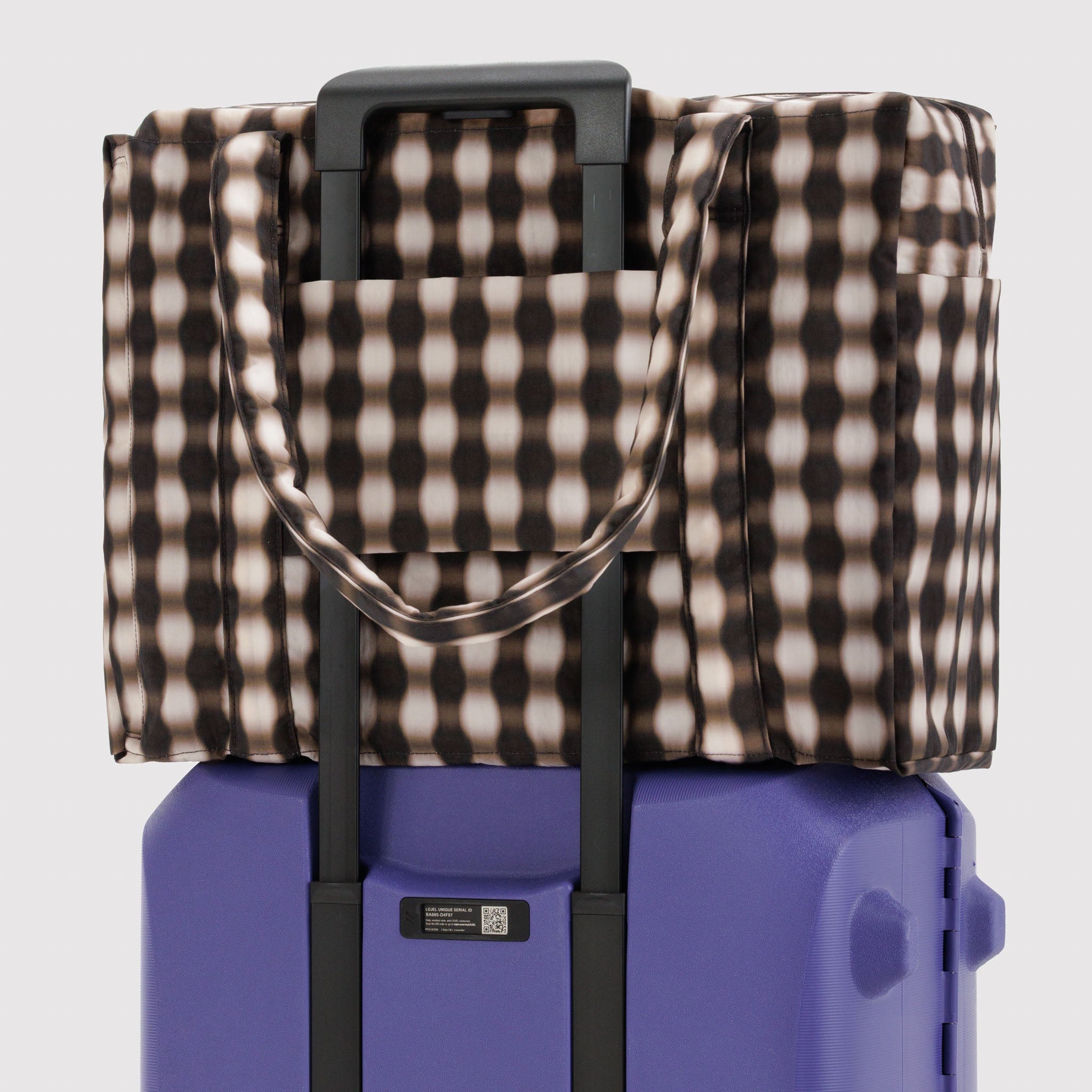BAGGU Cloud Carry On Bag (Blurred Gingham Brown)