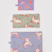 BAGGU Flat Pouch Set (Spring Animals)