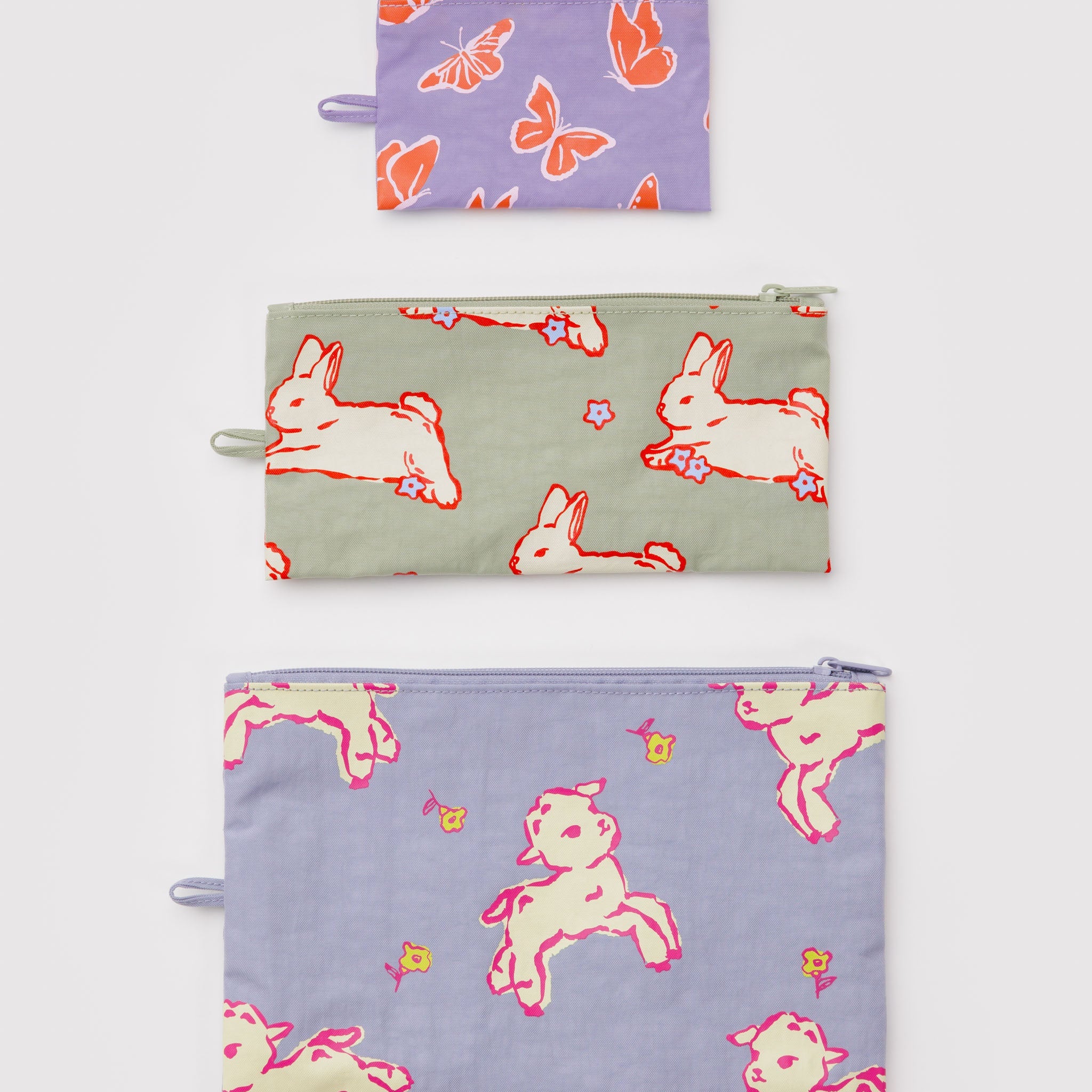 BAGGU Flat Pouch Set (Spring Animals)