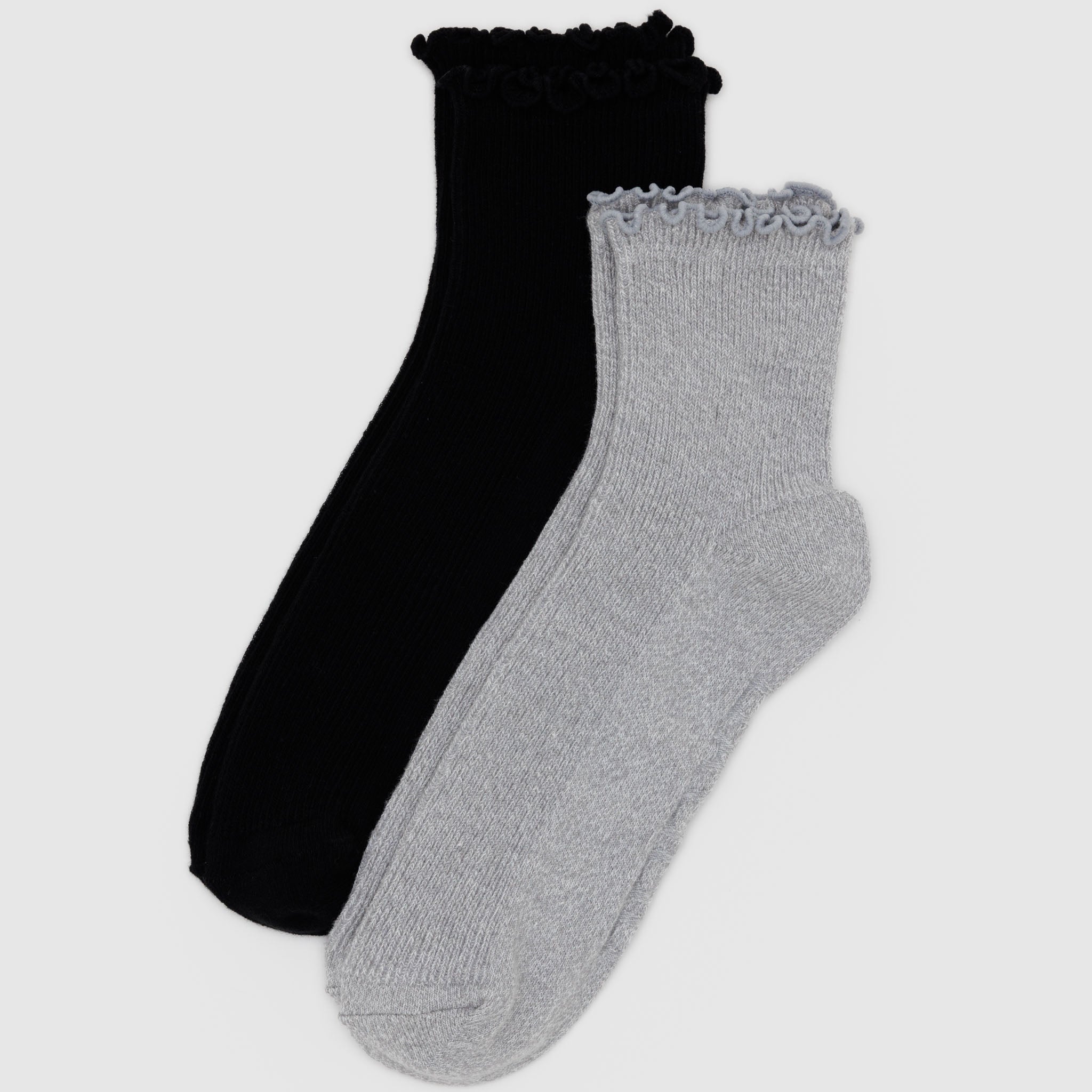 Lettuce_Edge_Socks_Set_of_Two_Bamboo_Knit_Black_and_Heather_Grey_Set_01.jpg