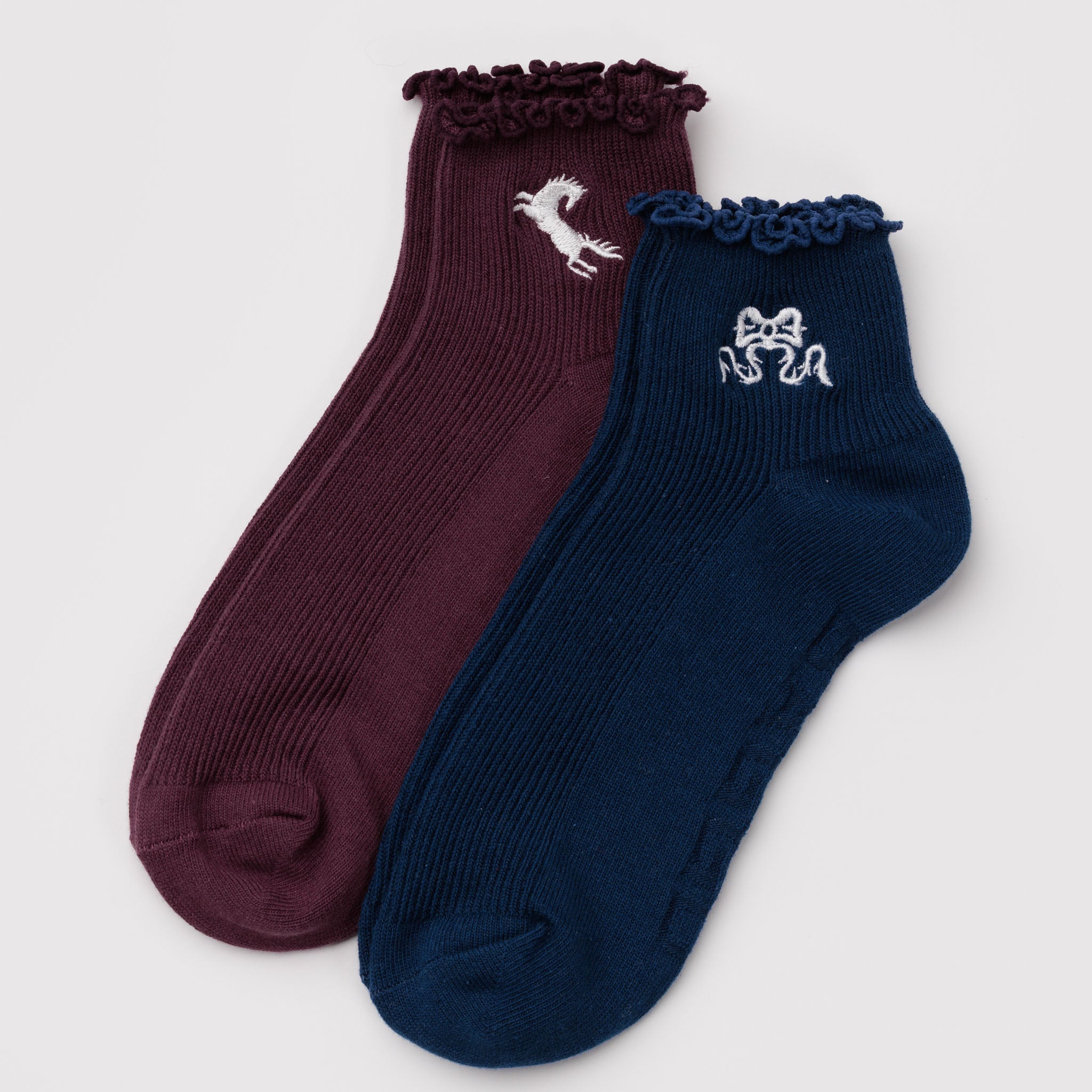 Lettuce_Edge_Socks_Set_of_Two_Bamboo_Knit_Mahogany___Navy_Icons_Set_01.jpg