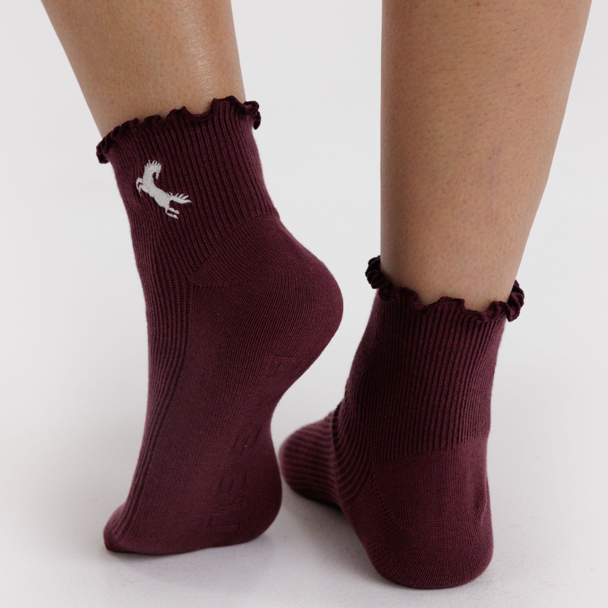 BAGGU Lettuce Edge Sock Set Of 2 - Mahogany & Navy Icons
