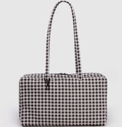 BAGGU Medium Nylon Bowler Bag (Black & White Gingham)