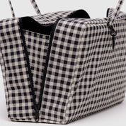 BAGGU Medium Nylon Bowler Bag (Black & White Gingham)