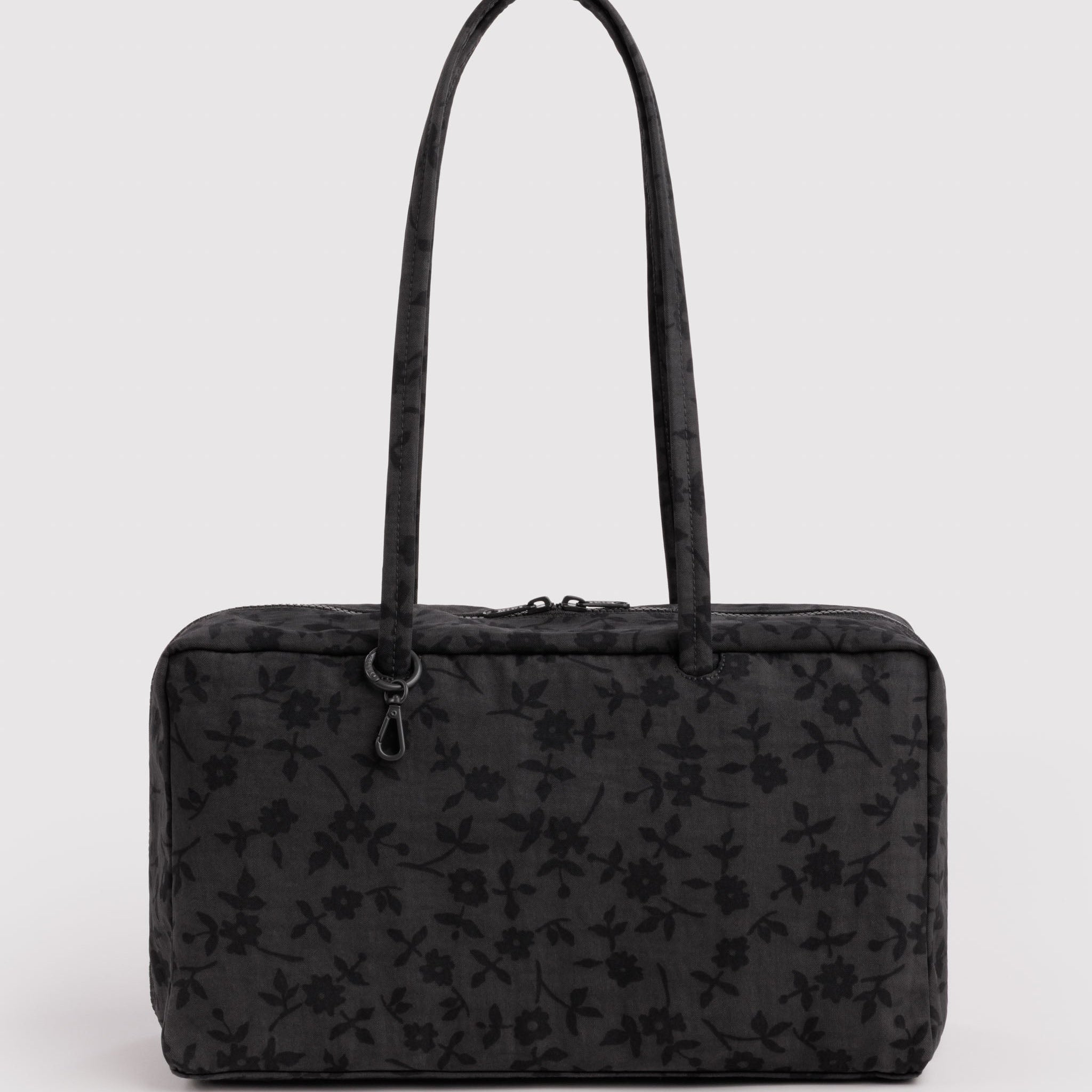 BAGGU Medium Nylon Bowler Bag (Charcoal Ditsy Floral)