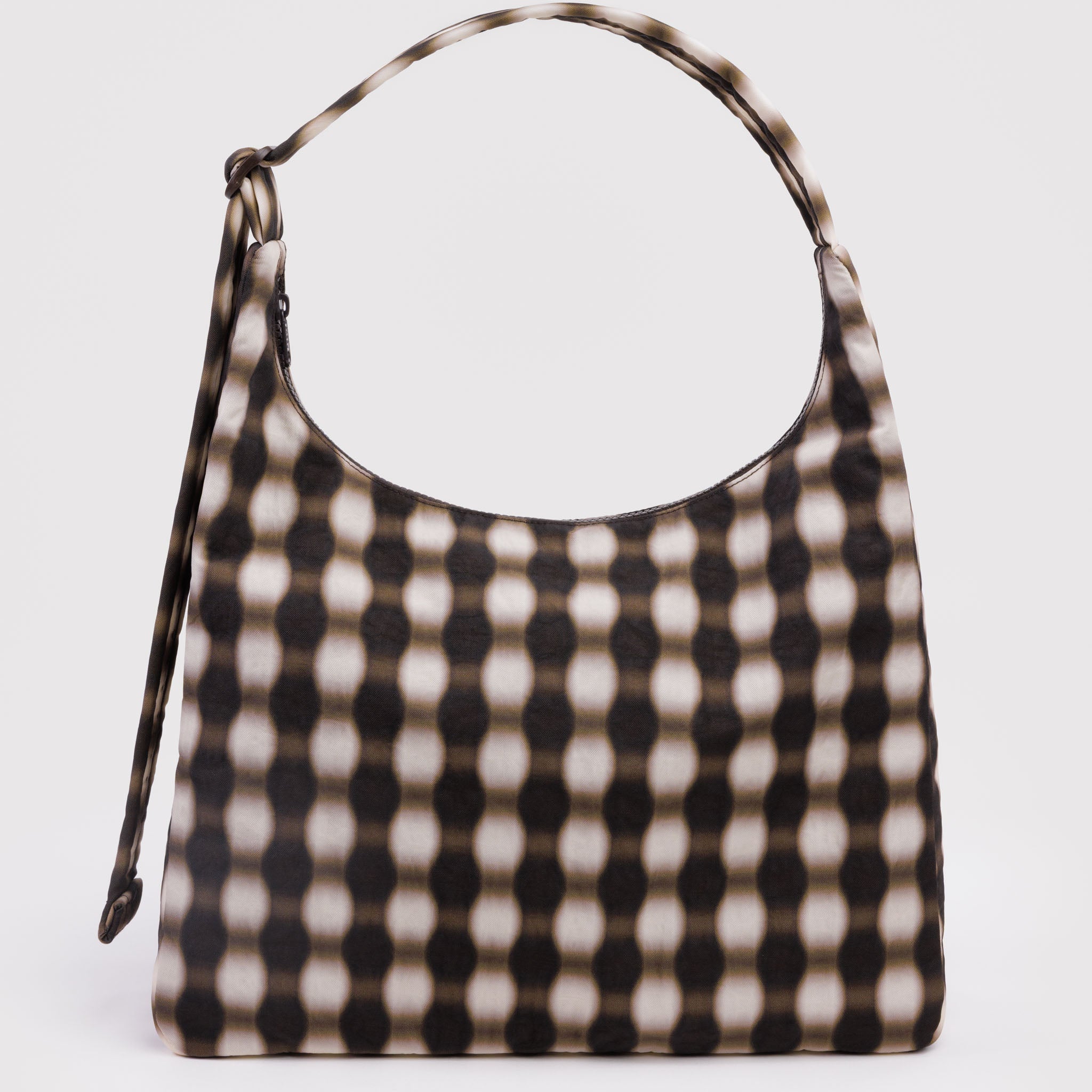 BAGGU Nylon Shoulder Bag (Blurred Gingham Brown)
