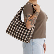 BAGGU Nylon Shoulder Bag (Blurred Gingham Brown)