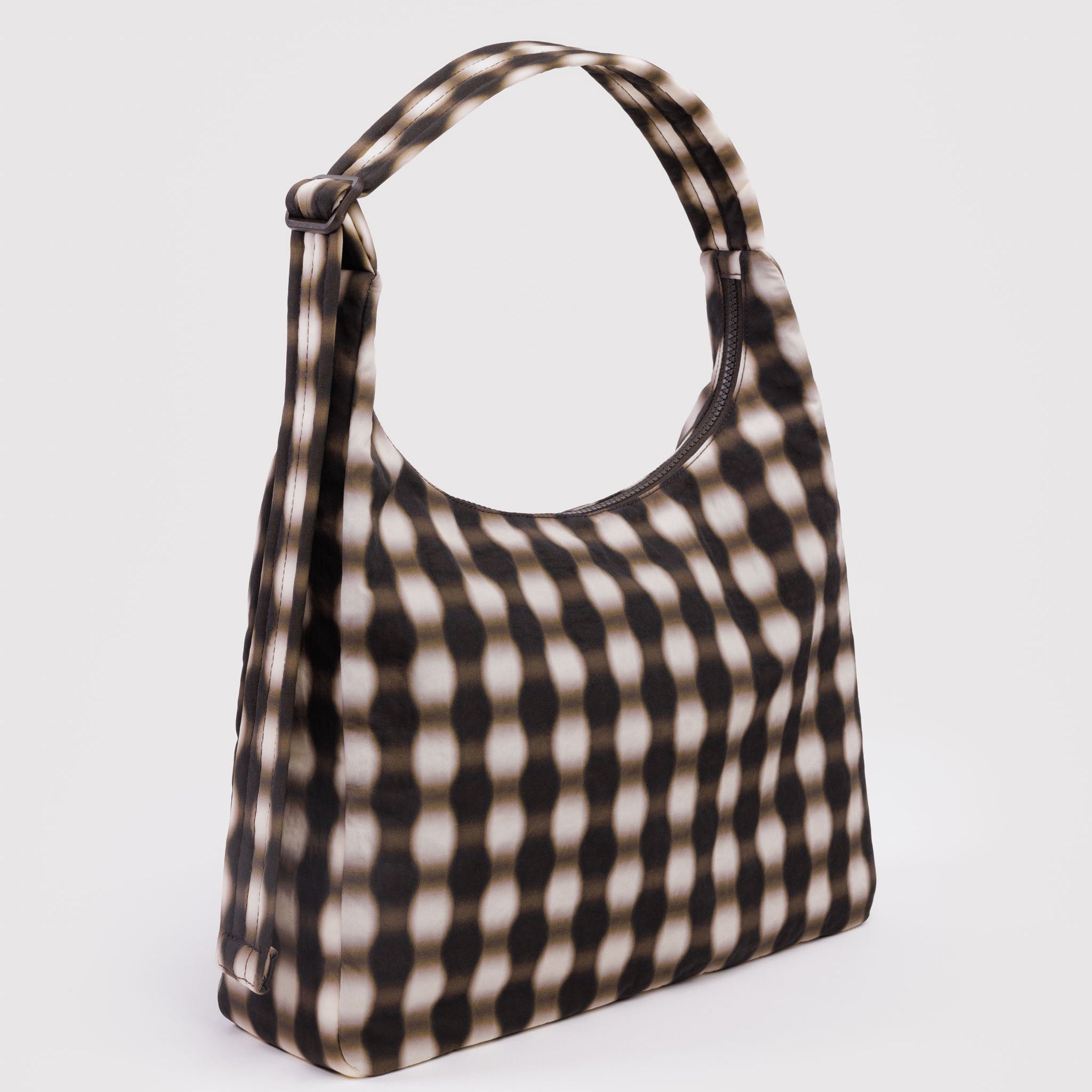 BAGGU Nylon Shoulder Bag (Blurred Gingham Brown)