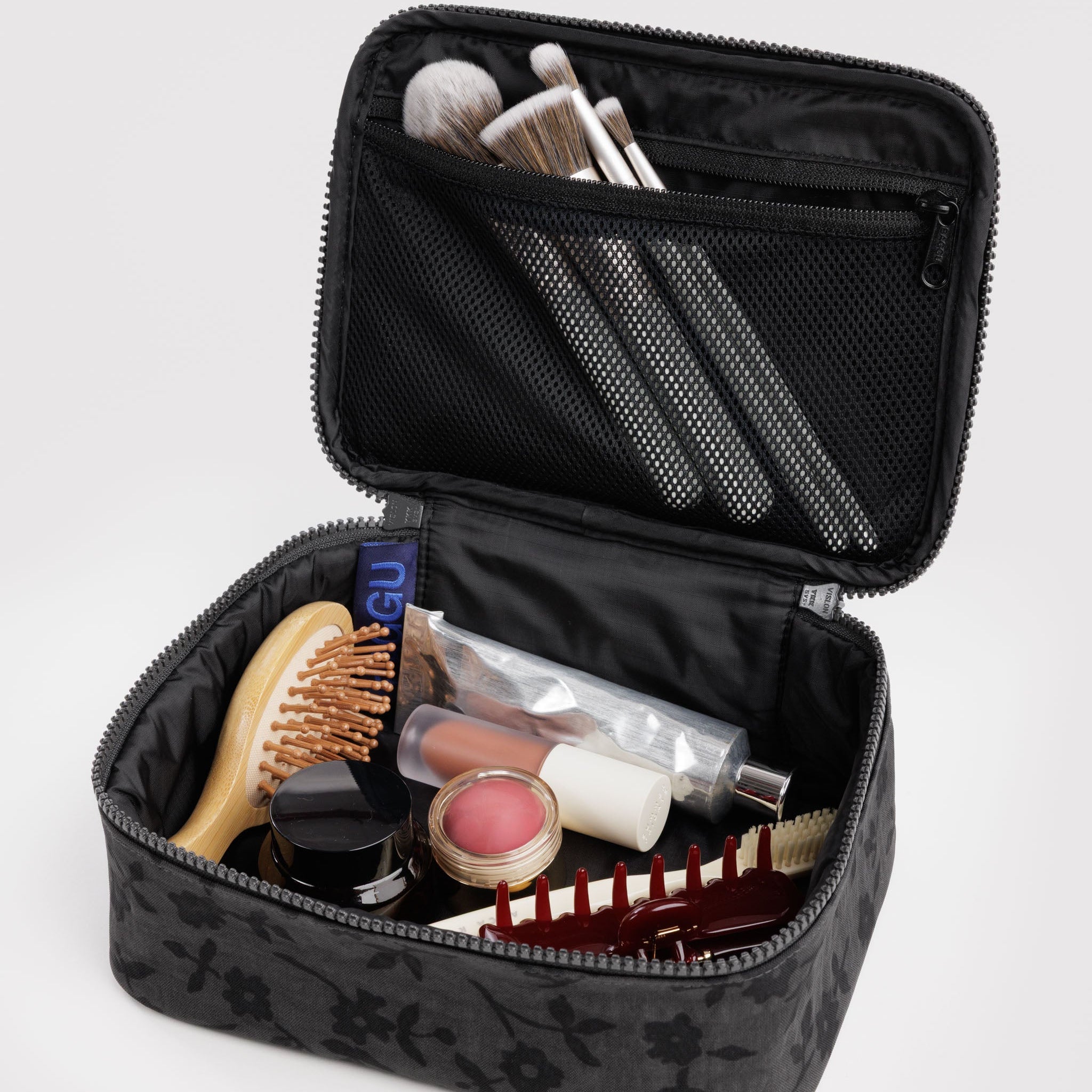 BAGGU Small Cosmetic Case (Charcoal Ditsy Floral)