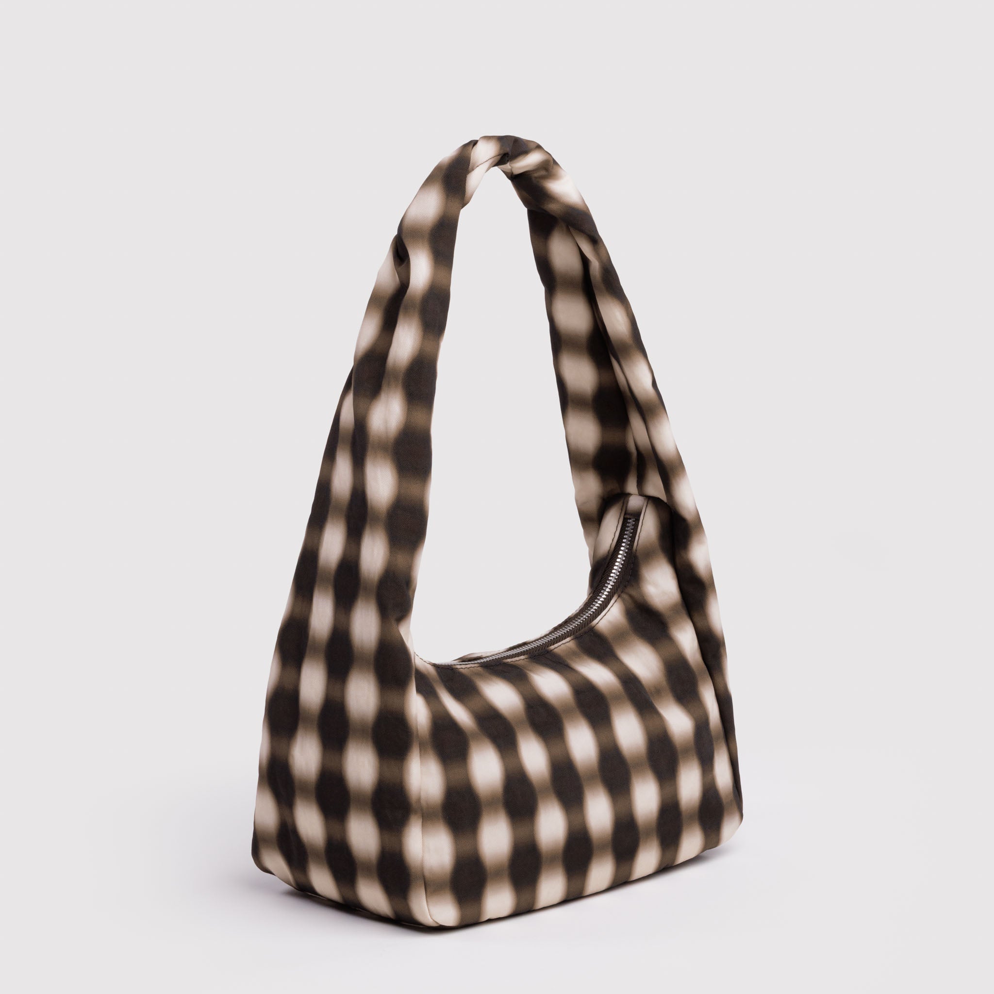 BAGGU Small Nylon Meringue Bag (Blurred Gingham Brown)