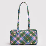BAGGU Nylon Bowler Bag (Green Star Plaid)