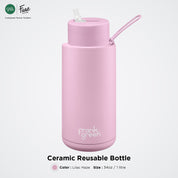FrankGreen: ขวดเซรามิก Lilac Haze 34 ออนซ์ (ฝาแบบมีหลอด)